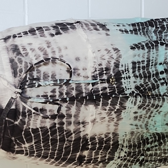 Tiered Gauzy Tie-Dyed Bohemian Hippy Full Maxi Lined Skirt M/L - Picture 3 of 9